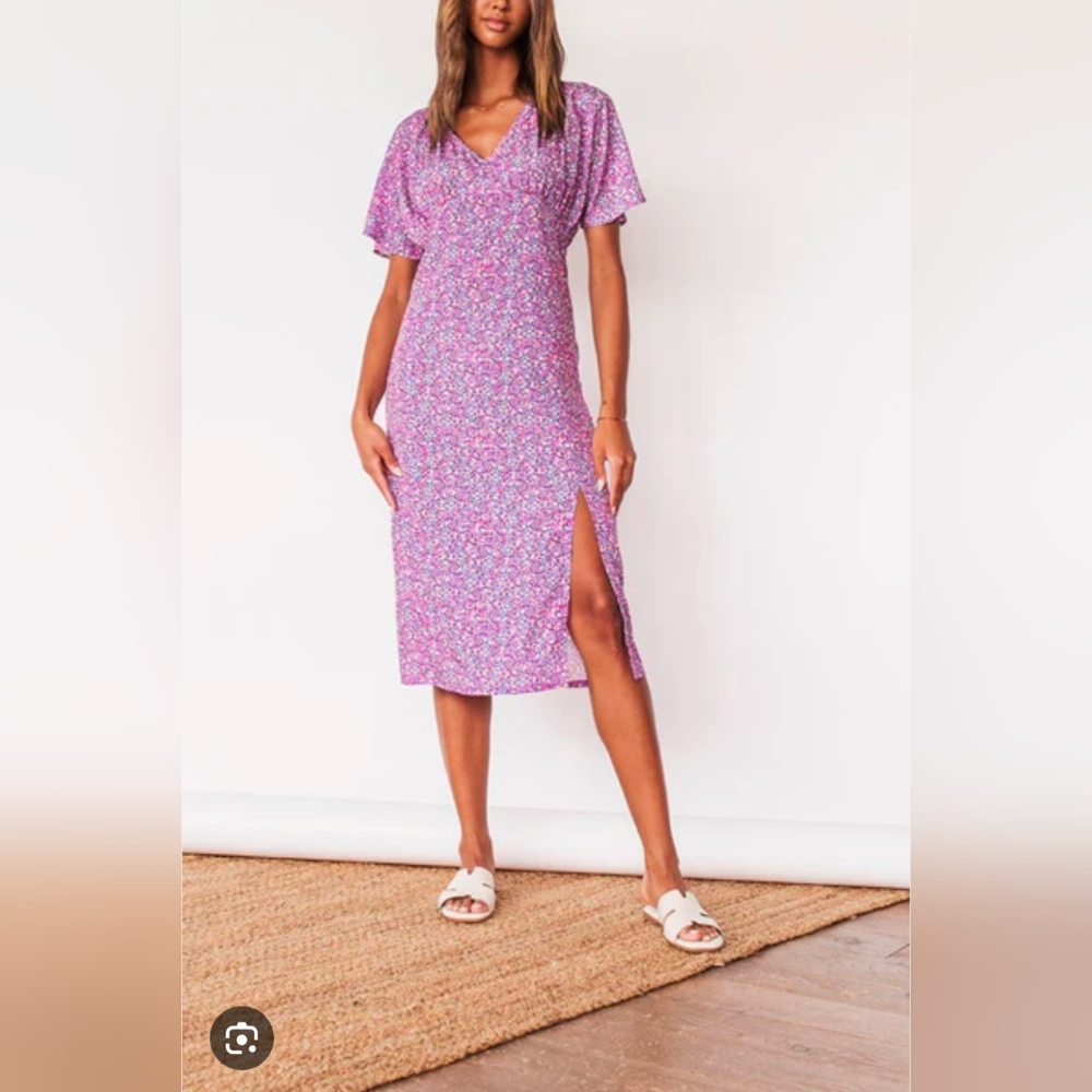 Dailystory/Floral Purple Midi Dress Sz L